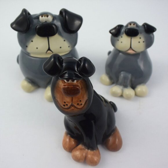 3 Russ Berrie Douglass Ceramic Dog Figurines, Large One is Trinket Box - Picture 1 of 13